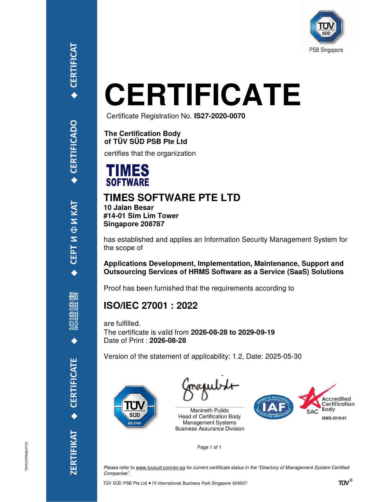 Times-Software-ISO27001-Certificate